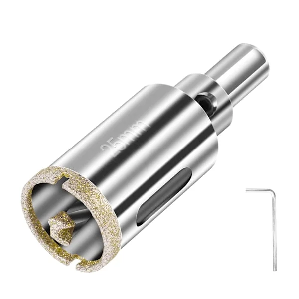 25 mm diamant hullsag, diamantbor med sentral styrebor, flishullsag med diamantoverflatebelegg for kutting av glass, fliser, keramikk,