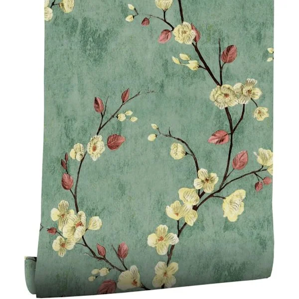 Self-adhesive Floral Leaf PVC Wallpaper - 53cm x 100cm - Removable - Waterproof - for Living Room, Bathroom, Bedroom, Wardrobe