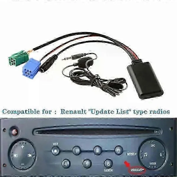 Renault 2005-2011 AUX Bluetooth Adapter med Mikrofon til Bilradio CD-skifter Opgradering