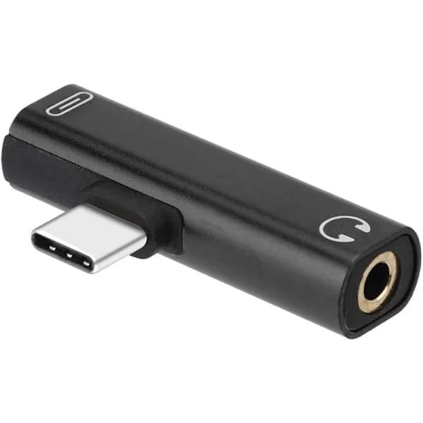 USB C til 3.5mm lydadapter, USB C hodetelefonadapter lyd USB Type C 2 i 1 ladekabel 3.5mm AUX-kontakt for Huawei Xiaomi