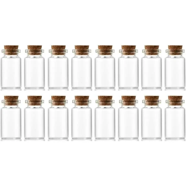 16 stk. 8 ml små glasflasker med kork, dekorative flasker, små flasker, søde opbevaringsglas, 22 x 40 mm