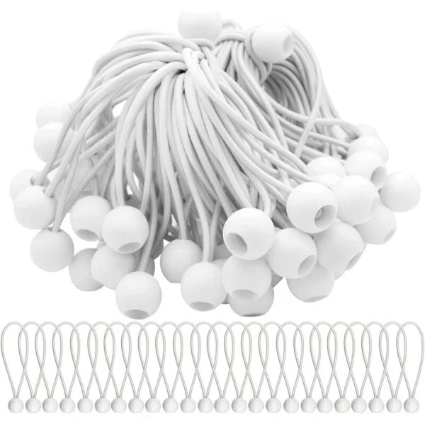 Förpackning med 50 elastiska gummistroppar med kulor, elastiska gummistroppar med kulor Kompatibla med markiser, tält, banderoller och presenningar