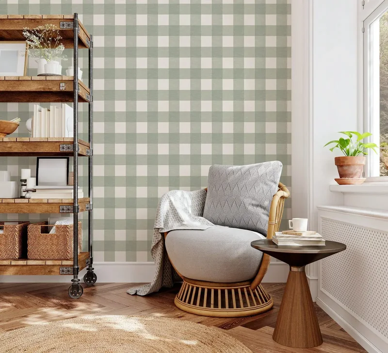 AliExpress - Rouleau de papier peint à carreaux vichy, grand papier peint vert neutre pour décoration de chambre à coucher, couverture murale auto-