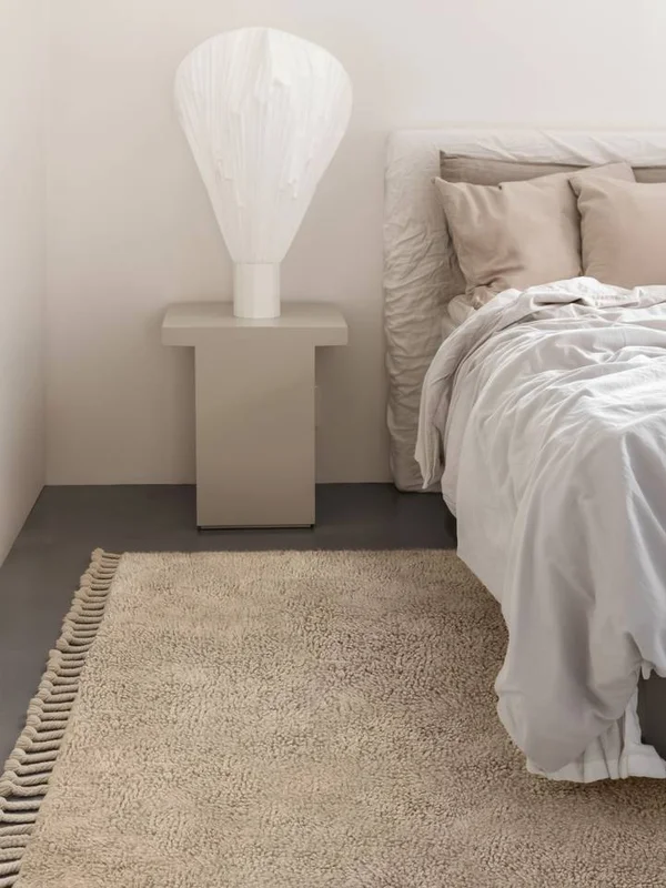 Tapis Shaggy De Laine Mela Shaggy Blanc Écru Oeko-Tex