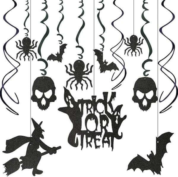 13-delers Halloween Swirl Dekorasjon, Halloween Tak Swirl Dekorasjon, Dødninghode Edderkopp Flaggermus Heks Halloween Tak Hengende Dekorasjon, {wh}