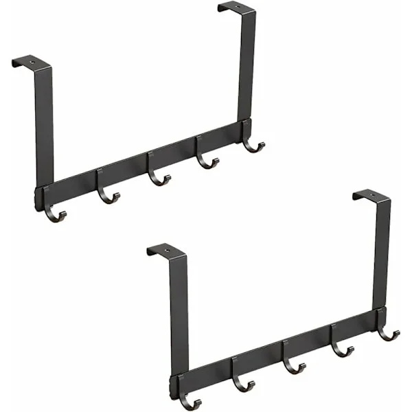 2-pack med 5 robusta virkade krokar för sovrum, rockar, sjalar, hattar, servetter (svart)