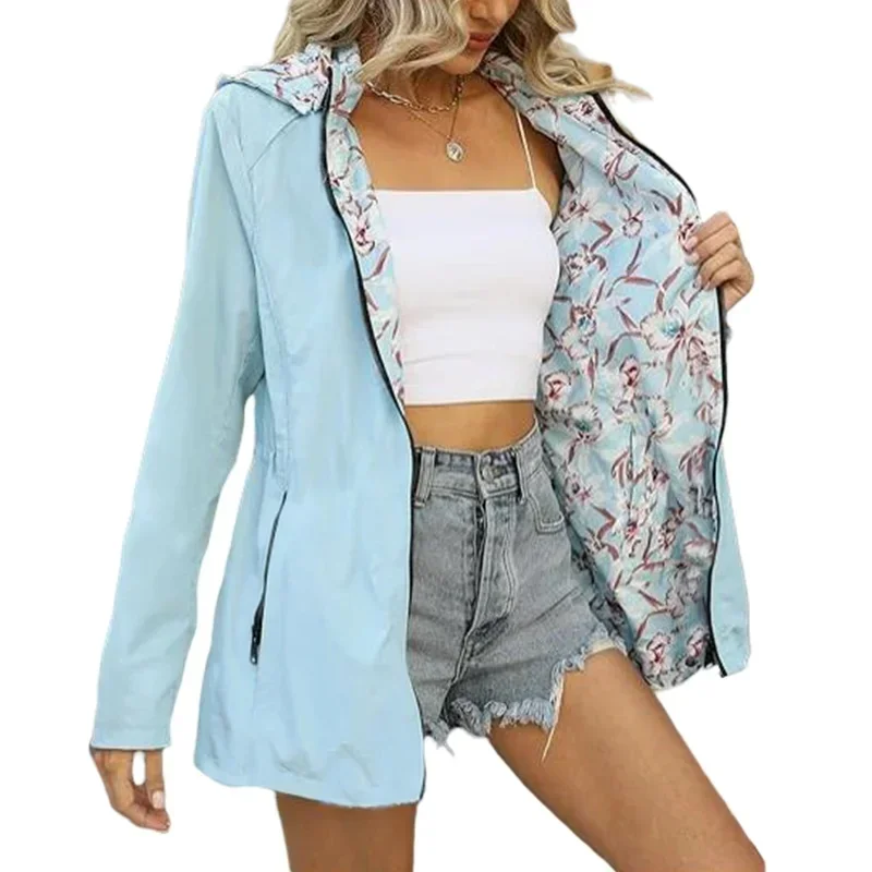 AliExpress - Damen-Herbst-Kapuzenjacke, wendbar, bedruckt, lässiger Mantel mit Taschen, mehrfarbig, Streetwear, S-2XL, passende Kleidung