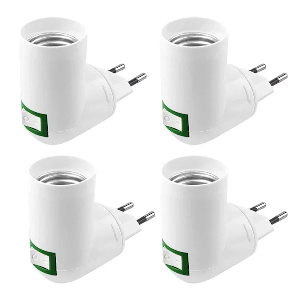 Pieces E27 Sokkel med Bryter AC 220V Konstruksjonssokkel Elektrisk Sokkel for E27 Adapter Kjøkkenlampe (Hvit)