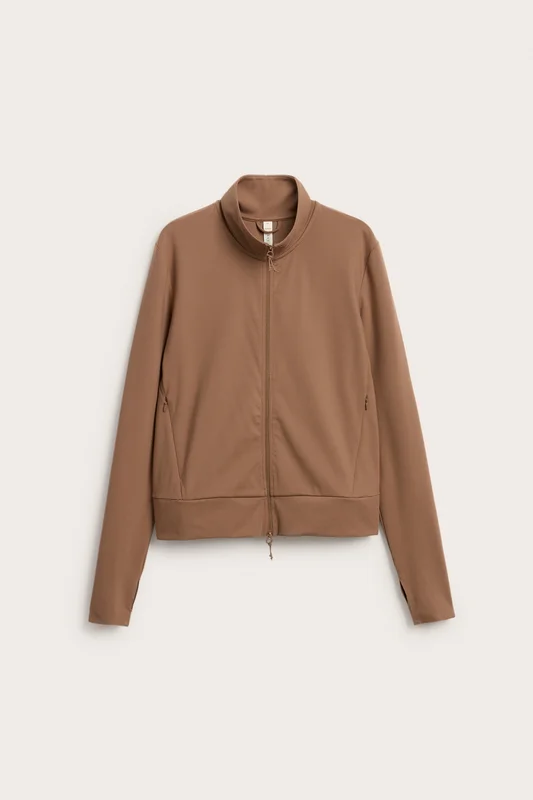 Kappahl | Treningsjakke i myk stretchjersey Brun L | Dame