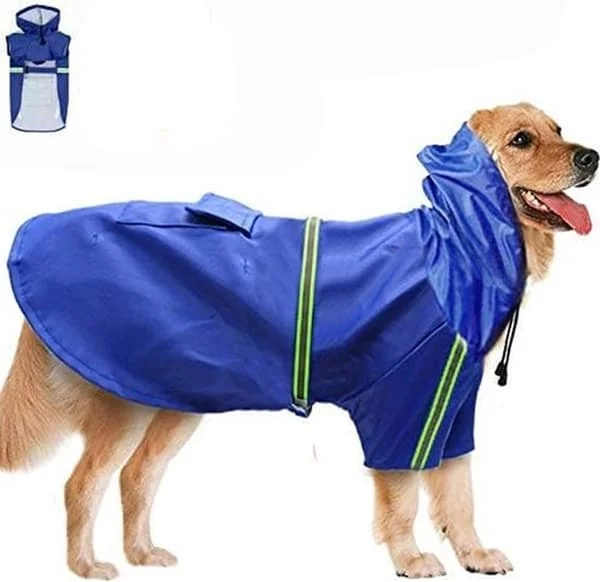 Hundeoverall - Stor hundhettegenser - Regnfrakk for kjæledyr med hette - Regnfrakk for store hunder - Hunderegnfrakk - Reflekterende regnfrakk 