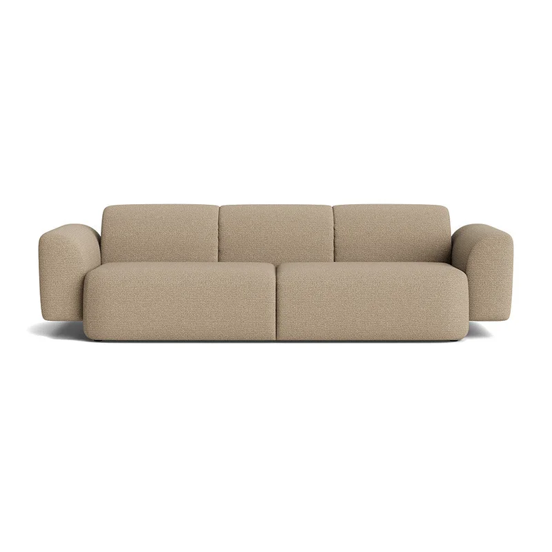 Sunday 3 personers sofa, Raisa Beige - 290x102x76cm - Komfortabel 3-personers sofa i massivt træ, chipboard, PU skum, polyester og plastik - Perfekt 