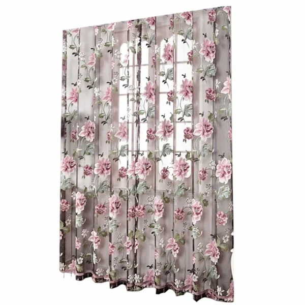 100 * 200CM Tyylikkäät verkkokaihtimet Kukka Tulli Voile Ovi Ikkuna Verho Laskos Paneeli Verhot