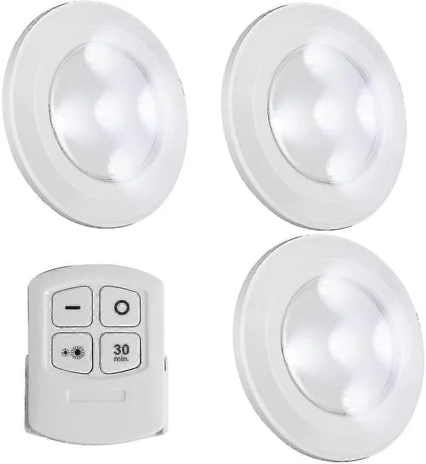 Trådlösa LED Puck Lampor Med Fjärrkontroll, Batteridrivna Lampor För Nattlampa Under Skåpbelysning, Dimbar Garderobslampa, Touch Lampa