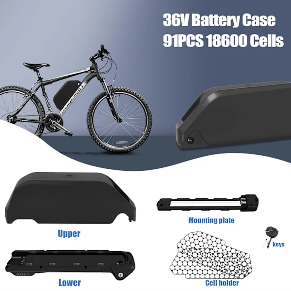 MAX 91 ST 18650-celler Polly DP-9 Ebike Downrörsbatteriväska med hållare