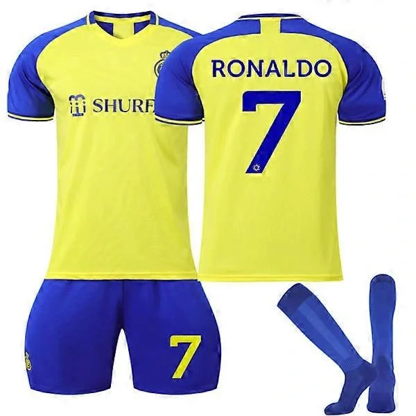 Ronaldo #7 Al Nassr Home Jersey 2022-2023 - Football Shirt Gift for Fans, CR7 Kids Size 26 (140-150CM)