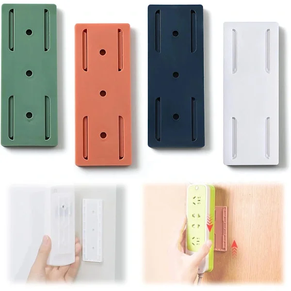{xj} Wall-Mounted Power Strip Holder, behone Punch-Free Self-Adhesive Socket