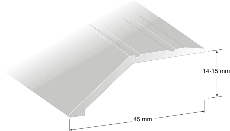 Duri 212702 Nivålist KA5-profil, sølv 14-15 x 45 x 1000 mm, Byggematerialer
