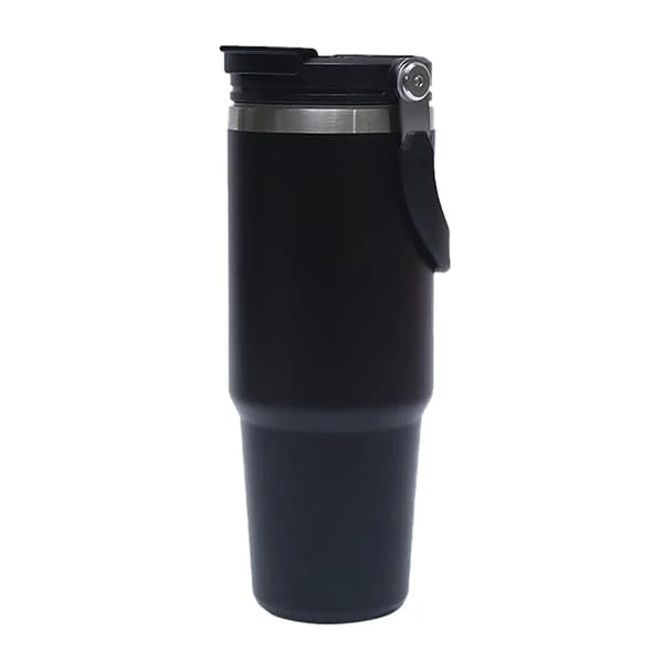 Isolerad vattenflaska 890ml Rostfritt Stål Bärbar Termosmugg för Bil med Handtag för Resor Gym Sport