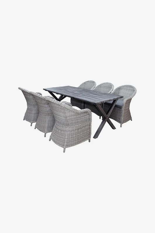 LifestyleGarden - Bord 190 cm & 6 st Mercury-stolar - Grå - Matgrupper - Från Homeroom