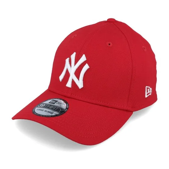 New Era - New York Yankees League Basic 39THIRTY Scarlet/White Stretch Fit Flexfit Red Cap - MLB @ Hatstore