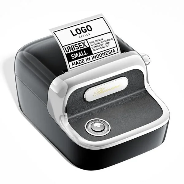 Termisk etikettprinter med Bluetooth 5.2, 203dpi för butik och lager, uppladdningsbart 1200mAh batteri, stöd 20-50mm, inkluderar 1 rulle Black