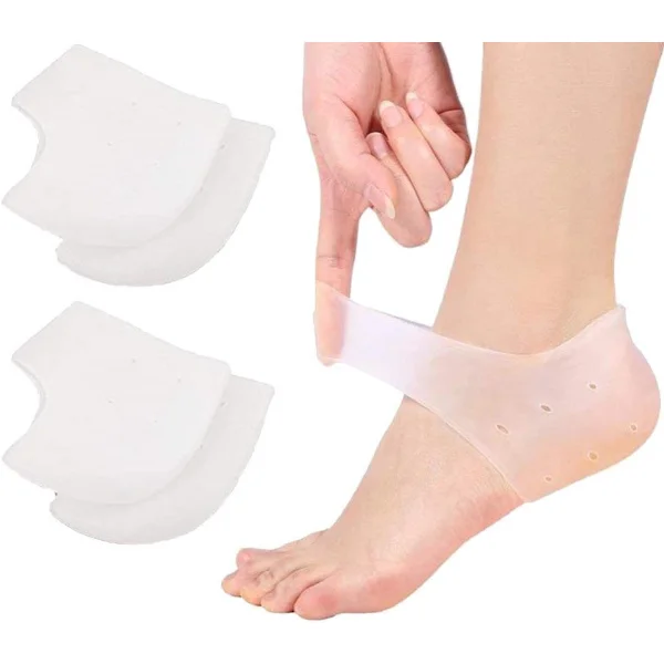 2 par gelhälskydd - Gelsockor, inläggssulor för plantar fasciit - Rena silikonkuddar - Lindrar hälsmärta och spruckna hälar - Hälkudde