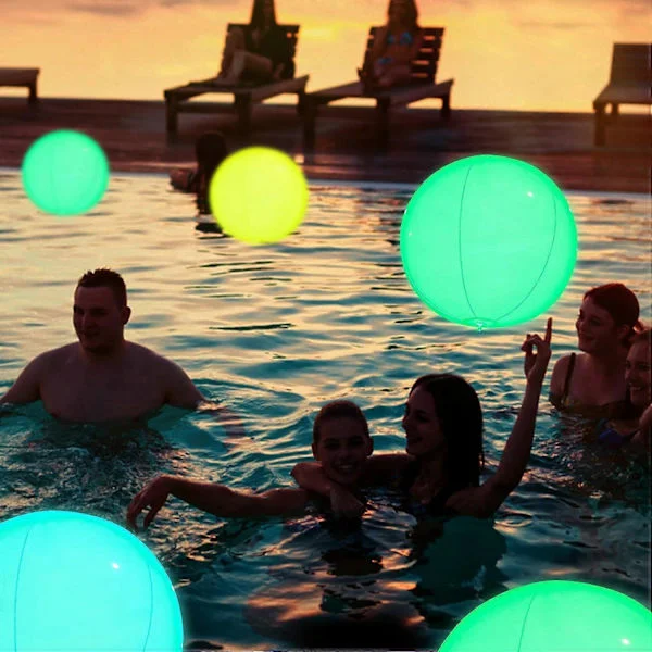 2-pack Uppblåsbar LED Ljus Vattenboll, Poolleksak LED Vattenboll med Fjärrkontroll, 16 Färger Ljus och 4 Ljuslägen-XF26-