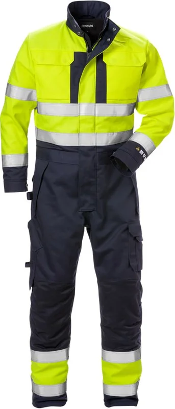 Arbetskläder Fristads Herr Flamskyddad vinteroverall 8088 FLAM, klass 3, Varsel Gul/Marinblå