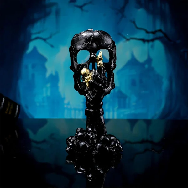 2025 Halloween-dekorationer Talar Inte Dödskalle Utseende Ljusstakar Skräck Bordsdekorationer Rekvisita Harts Ornament Ljusstake Svart Svart