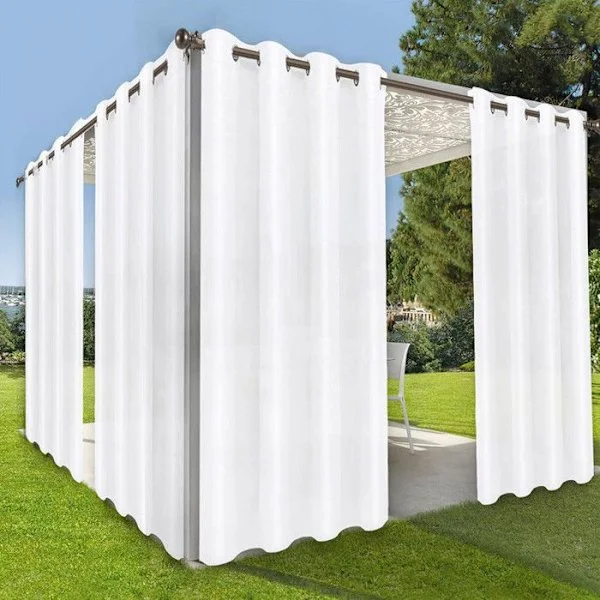 Qelus Utomhus Gardiner Vattentåliga med Öljett - 180x244cm - Vit - Pergola Terrass Termisk Isolering för Trädgård