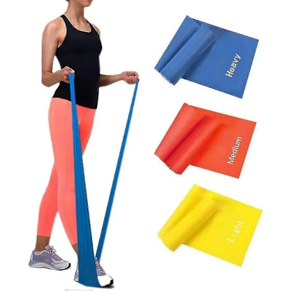 Træningsbånd, Gummibånd Træningsbånd, Sæt med 3, 120 X 15 Cm Til Fitness, Genoptræning, Gymnastik Og Fysioterapi