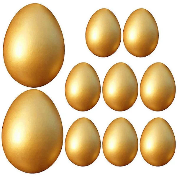 10 stk. Påske Gull Egg Trehåndverk Egg Tre Artware for Maling Tegning
