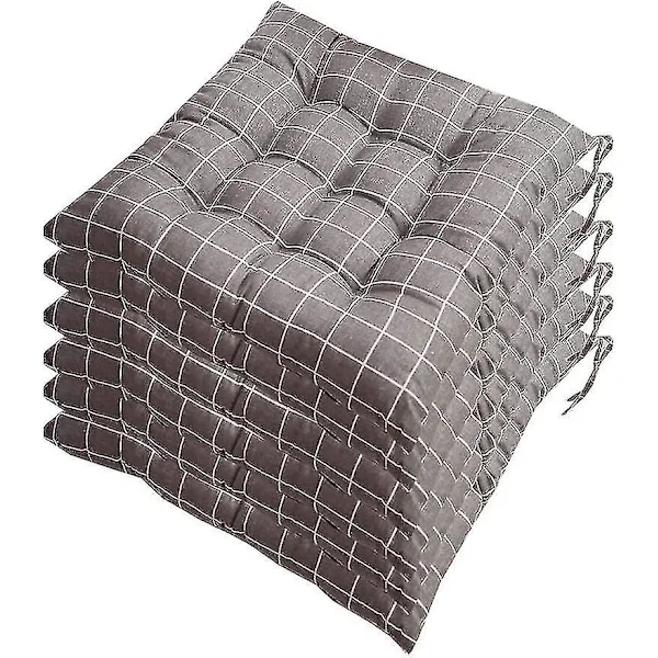 Sett med 6 stolputer 40x40, Dekorative puter Stolputer Hageputer 12 sting i ett Ulike mønstre, Polyester (A)