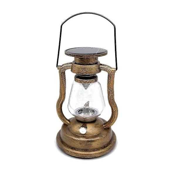 Retro Solar Hängande Ljuslykta Oljelampa Flimrande Flamfri Solcellslampa Utomhus Trädgård Gård Li