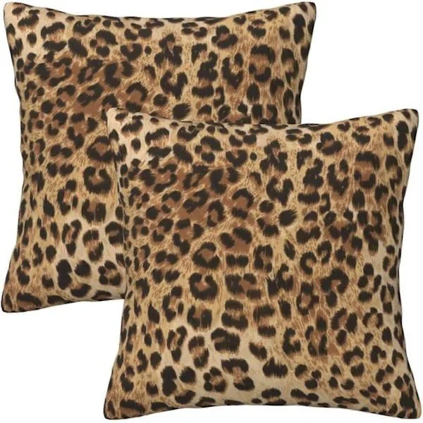 Leopard Cushion Cover 45x45 cm Sofa Pillowcase Set of 2 Modern Decorative Square Throw Pillows for Home Living Room Bedroom Bed Pillow O