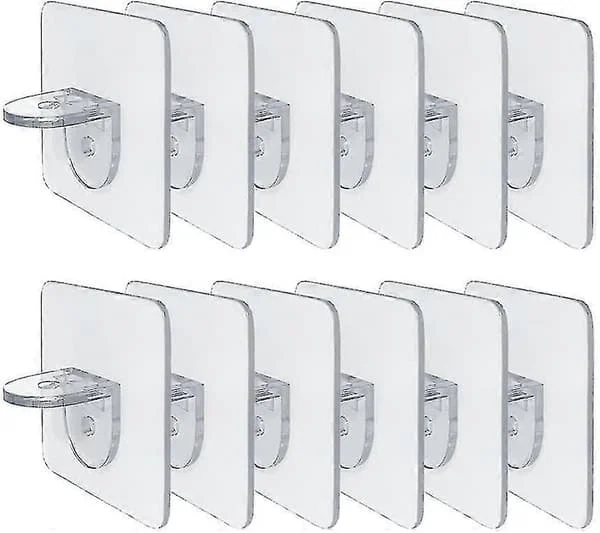 Ett paket med 12 hyllkonsoler Självhäftande hyllkonsoler för hyllor, garderob, glaskonsoler, hyllförvaringsställ