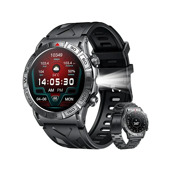 Smartwatch til mænd Android Iphone Watch: Smartwatch Besvar/Ring Puls Skridttæller Blodtryk Bus