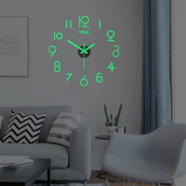 40 cm Luminous Wall Clocks DIY Digital Clock Luminous Clock Acrylic DIY Wall Clock Living Room Bedroom Wall Sticker Clock (FMY)