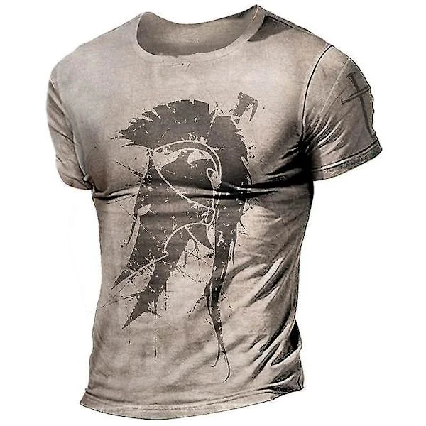 Vintage T-shirts för män 3d Vinking printed Street Retro Sparta Kortärmade Hip Hop-tröjor Oversized t-shirt Man Lösa kläder Z