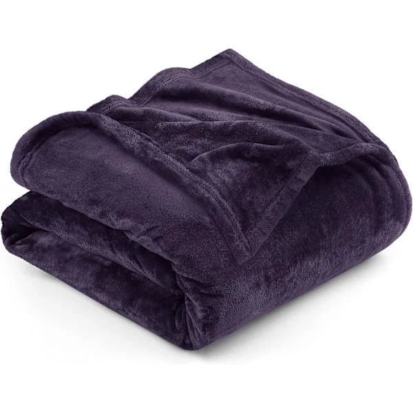 Luksuriøst lilla dobbel størrelse ullteppe - 60x80 tommer, antistatisk, ultramykt mikrofiber, plysj sengeteppe for par