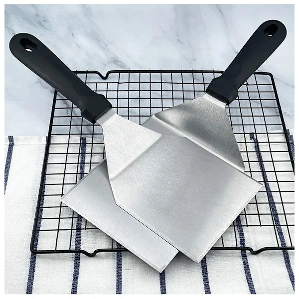 Stekespade, stekespade i rustfritt stål, 5" bred burgerspade - kraftig hamburger-vendespade for grilling, barbecue, flat topp-grill
