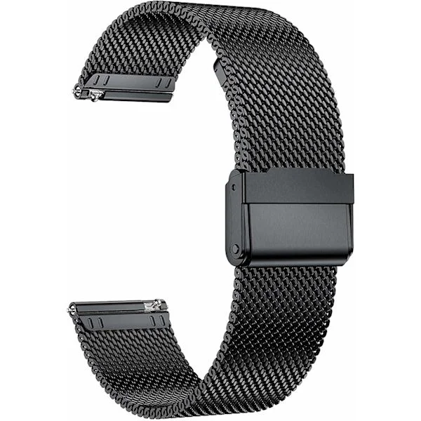 22mm Watch Strap Quick Release Rustfritt Stål Svart Loop Kompatibel for Samsung Galaxy Watch 3 45mm HUAWEI GT2 46mm Watch Band (22mm, Svart)