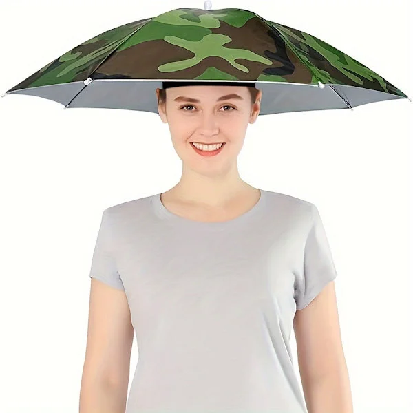 Paraplyhat, velegnet til camping og fiskeri, elastisk pandebånds-paraplyhat, UV-beskyttende paraplyhat