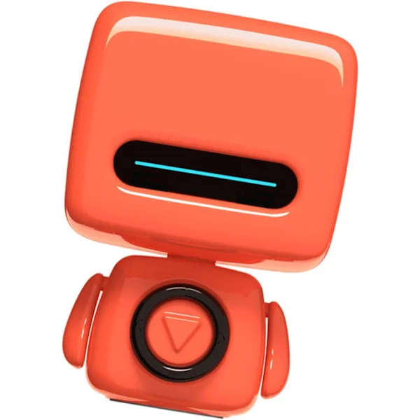 Smart högtalare, multifunktionell, kompakt och portabel, med inbyggd mikrofon, söt robotdesign, perfekt för att ta foton (orange).