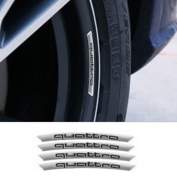 4 st Legering Bil Hjulnav Klistermärken Quattro Emblem Tillbehör För Audi Sline A1 A3 A4 B8 B7 B6 A5 A6 A7 A8 Q2 Q3 Q5 Q7 TT