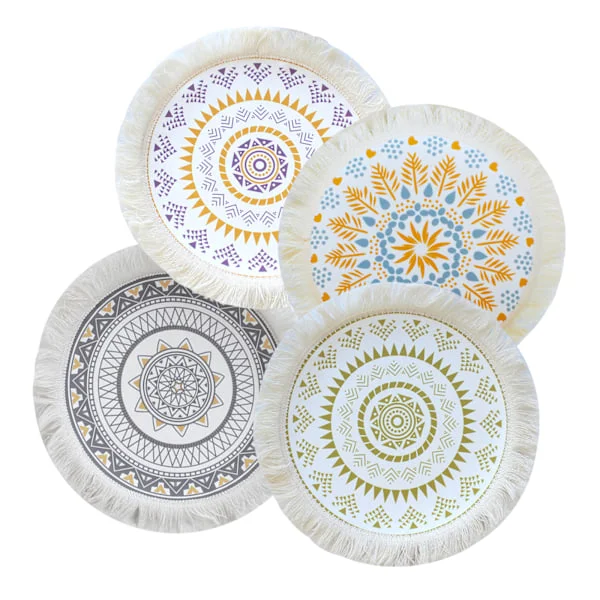 Bordsunderlägg 4 st Vävda Boho Mandala Bordsunderlägg