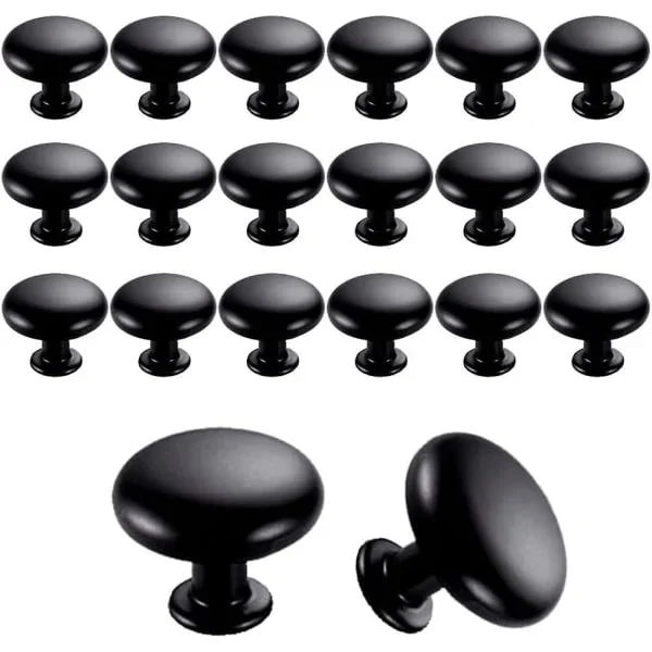 【PP】20 st Dörrknoppar Lådknoppar 30 mm Vintage Handtag Skåp Skåpknoppar för Köksskåp (Svart)
