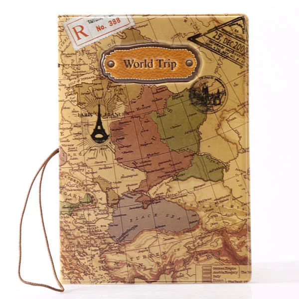 World Map 3D Passport Holder (Brown), Modern Passport Holder, ID Card Holder, Passport Bag, Travel Accessories for International Travel