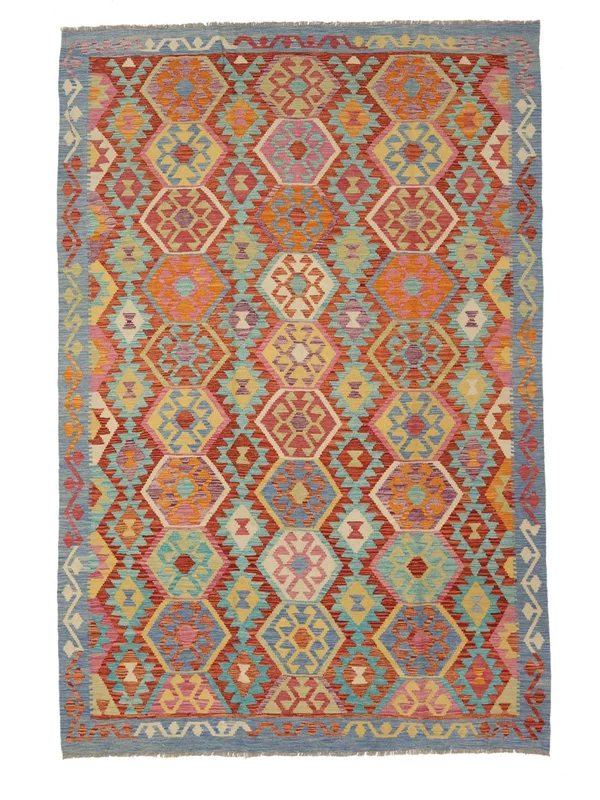200X290 Tapis D'orient Kilim Afghan Old Style Marron/Vert (Laine, )