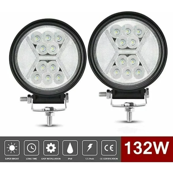 2 STK 12V LED Arbeidslys, 132W Langtrekkende LED Frontlykter Motorsykkel 4x4 LED Tåkelys LED Arbeidslys Ryggelys for Traktor, Båt, Lastebil, Bil